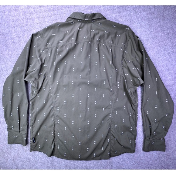 REI Co-op Mens XL Olive Green Diamond Western Print Long Sleeve Button Up Shirt - Picture 7 of 9